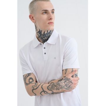 Tricou polo din bumbac cu monograma brodata discreta