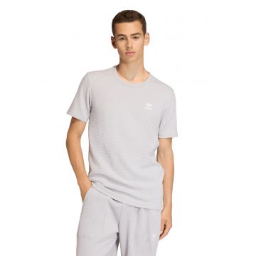 Tricou texturat cu logo brodat - Gri deschis