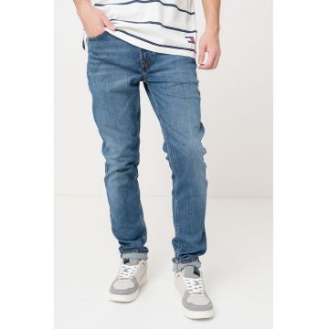 Blugi slim fit cu croiala dreapta - Albastru melange