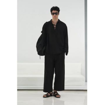 Camasa barbati -  casual - cu maneca lunga - negru - bumbac