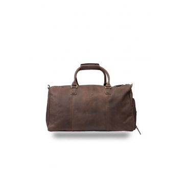 Geanta de voiaj/fitness din piele naturala maro inchis Travel Bag