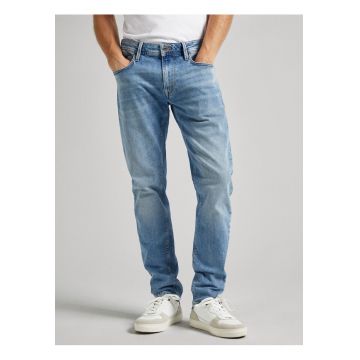 Jeans cu croiala dreapta si aspect prespalat