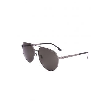Ochelari de soare aviator cu rama din otel inoxidabil - Negru/Argintiu