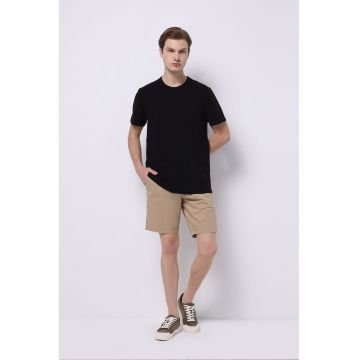Pantaloni scurti chino cu snur in talie - Maro camel