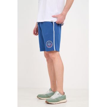 Pantaloni scurti din amestec de bumbac cu snur - Albastru inchis
