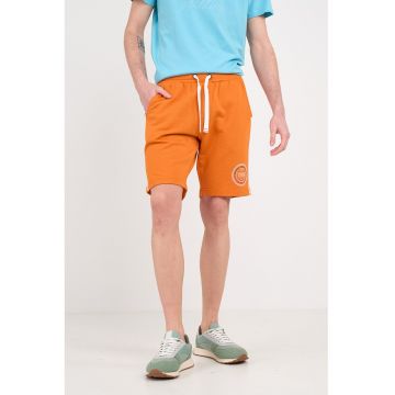 Pantaloni scurti din amestec de bumbac cu snur - Portocaliu mandarina