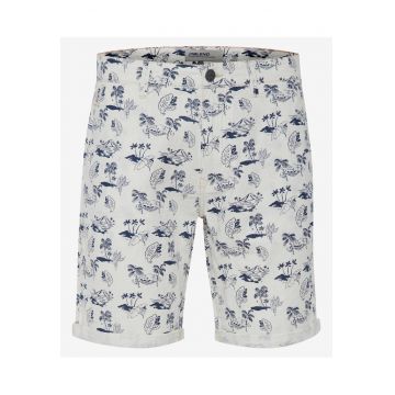 Pantaloni scurti din amestec de in si bumbac cu imprimeu tropical -