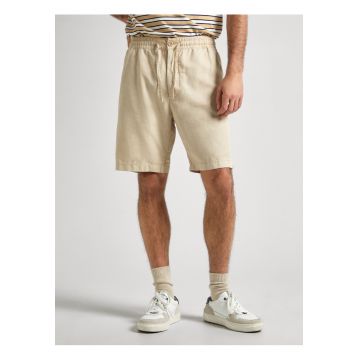 Pantaloni scurti din amestec de in si bumbac cu talie ajustabila -