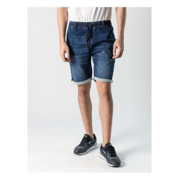 Pantaloni scurti din denim cu talie elastica si snur -
