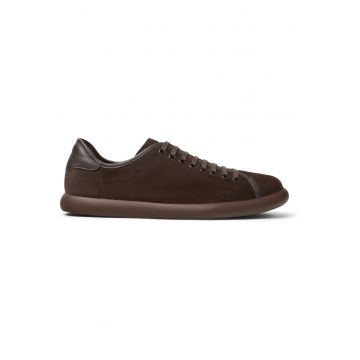 Pantofi sport de piele nabuc Soller - Maro inchis
