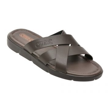 Papuci OTTER maro, FM60008, din piele naturala