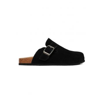 Papuci  piele naturala - Negru