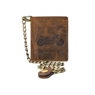 Portofel barbati piele naturala maro antichizat 10 x 12.5 x 3 cm (1796A-Bike-25) - Vintage -