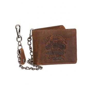 Portofel barbati piele naturala maro antichizat 12.5 x 10.5 x 3.0 cm - Cafe Racer -