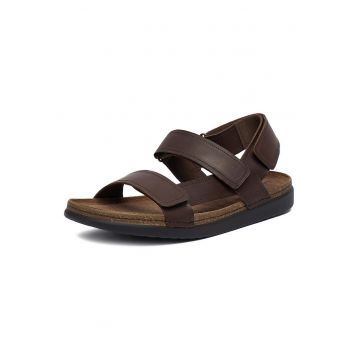Sandale barbatesti  piele naturala - inchidere velcro - culoare maro
