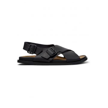 Sandale de piele cu barete incrucisate Lluc - Negru