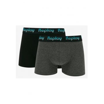 Set de boxeri din bumbac cu model uni - 2 perechi -