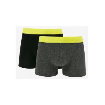 Set de boxeri uni cu banda contrastanta - 2 perechi -