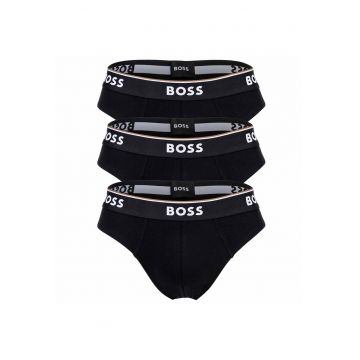 Set de chiloti cu banda logo in talie - 3 perechi - Negru