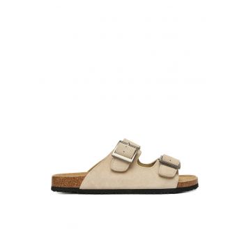 Slapi Barbati  bej - piele naturala - interior din piele naturala