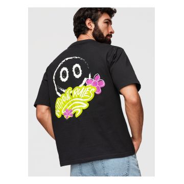 Tricou barbati cu print si material din bumbac 100% - Negru