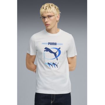 Tricou cu decolteu la baza gatului si imprimeu logo Execution