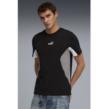 Tricou cu logo ESS BLOCK - Alb - Negru - Maro taupe deschis -