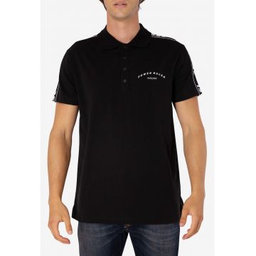 Tricou polo din amestec de bumbac cu model uni si logo -