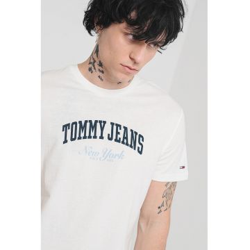 Tricou slim-fit cu imprimeu logo - Alb murdar