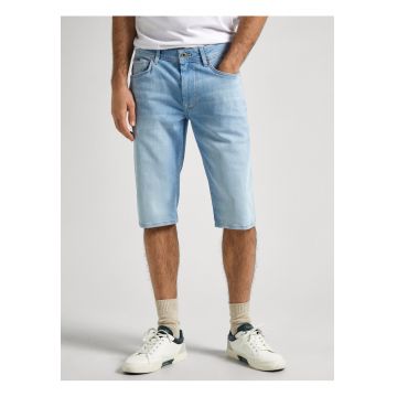 Bermude din denim cu aspect prespalat -