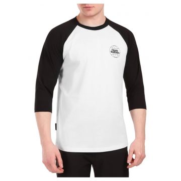 Bluza barbati -  Global Raglan - imprimeu pe piept si spate - alb/negru - 100% bumbac