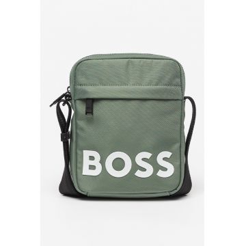 Geanta crossbody cu imprimeu logo - Alb/Verde feriga