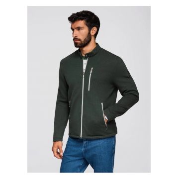 Jacheta cu fermoar si model uni - Verde inchis