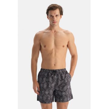 Pantaloni scurti cu imprimeu si buzunare laterale - Gri grafit