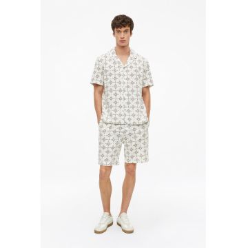 Pantaloni scurti cu model si snur - Bej deschis