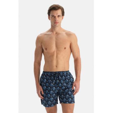 Pantaloni scurti de baie cu imprimeu grafic - Albastru oceanic/Albastru ultramarin