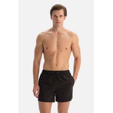 Pantaloni scurti de baie cu model uni - Negru stins