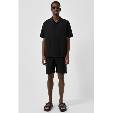 Pantaloni scurti de bumbac cu talie medie - Negru