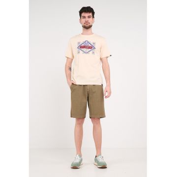 Pantaloni scurti din bumbac cu croiala conica si snur - Verde masliniu
