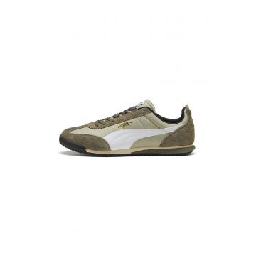 Pantofi sport RetroJet cu segmente de piele intoarsa - Alb/Verde pal/Kaki inchis