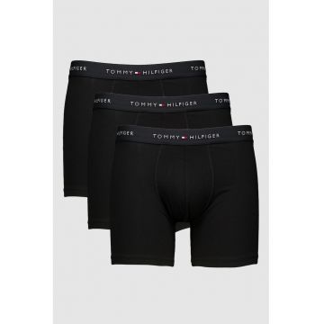 Set de boxeri cu banda logo in talie - 3 perechi - Negru