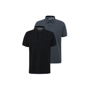 Set de tricouri polo uni - 2 piese - Negru/Gri inchis