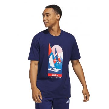 Tricou cu imprimeu grafic Sailing - Portocaliu/Bleumarin