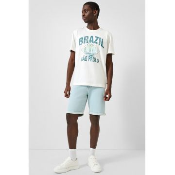 Tricou cu imprimeu text - Alb murdar