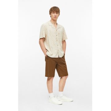 Tricou cu maneci scurte si imprimeu floral - Bej deschis