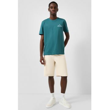 Tricou de bumbac cu decolteu la baza gatului - Turcoaz