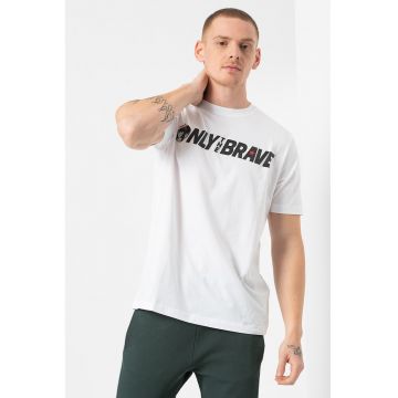 Tricou de bumbac cu imprimeu text Just - Alb