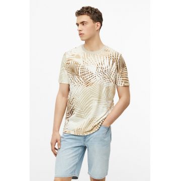 Tricou de bumbac cu model - Maro taupe deschis/Bej deschis