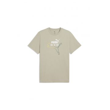 Tricou din bumbac cu imprimeu logo - Alb/Galben pai/Verde englez/Maro camel