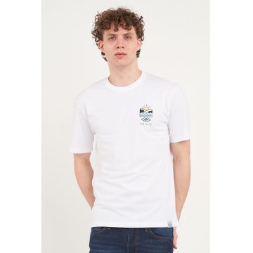 Tricou din bumbac cu imprimeu pe piept - Alb optic